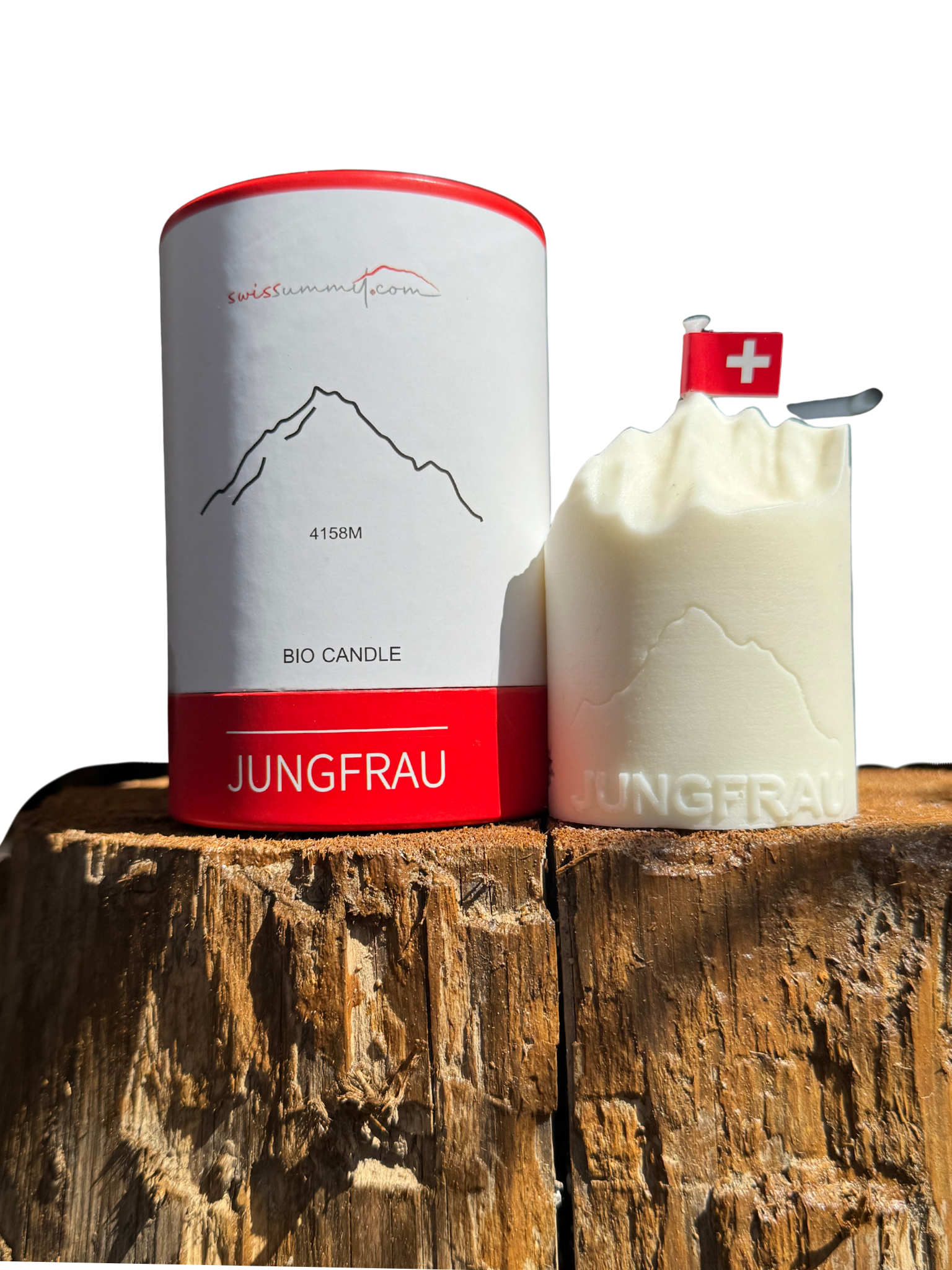 Collage Jungfrau Kerze mit Verpackung