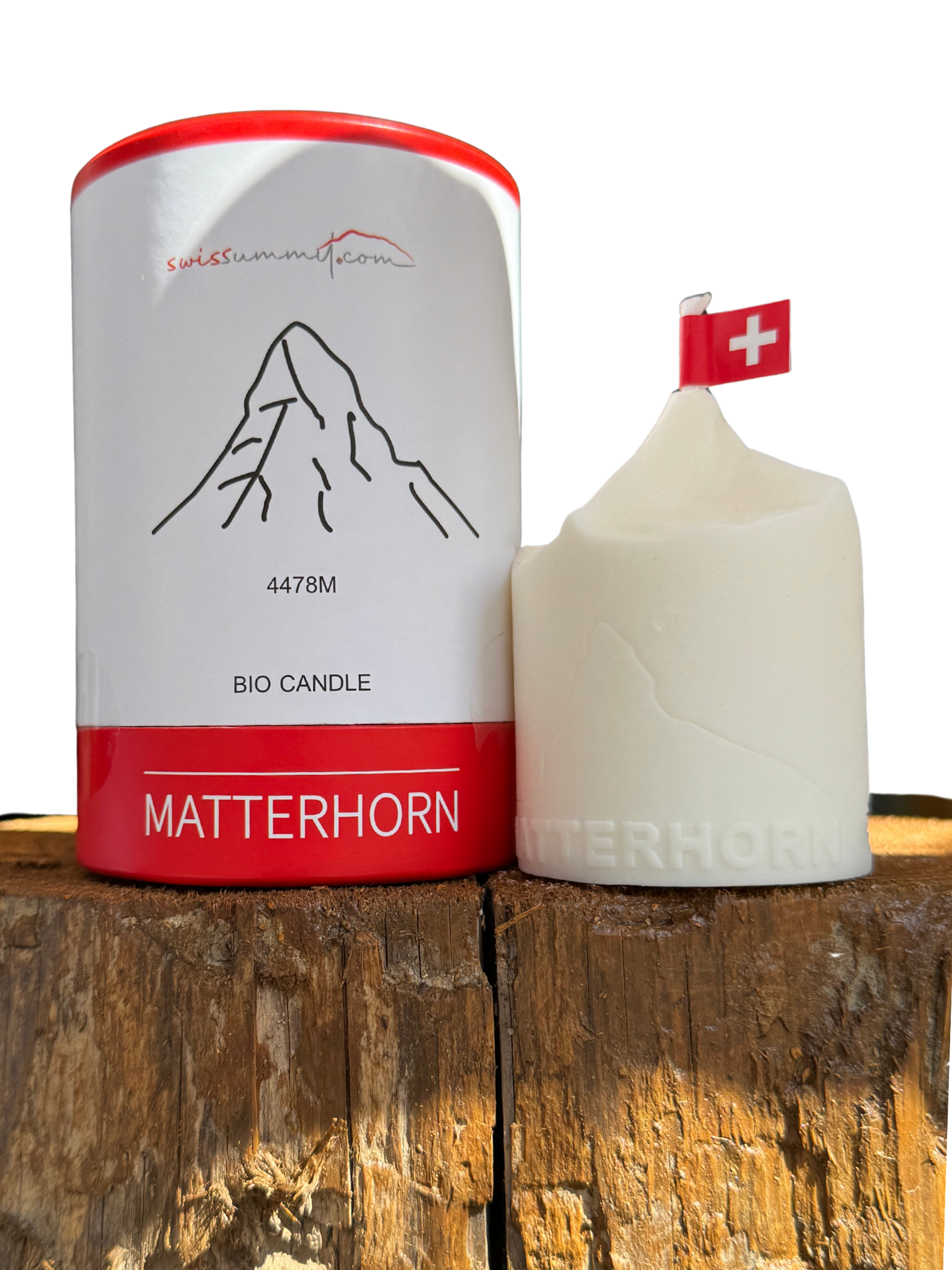 Collage Matterhorn Kerze mit Verpackung