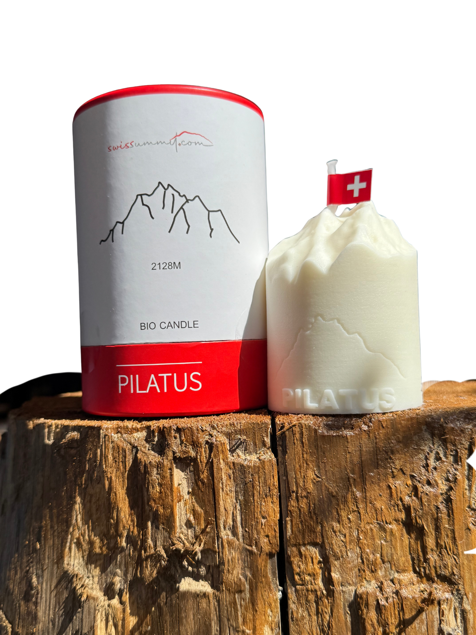 Collage Pilatus Kerze mit Verpackung