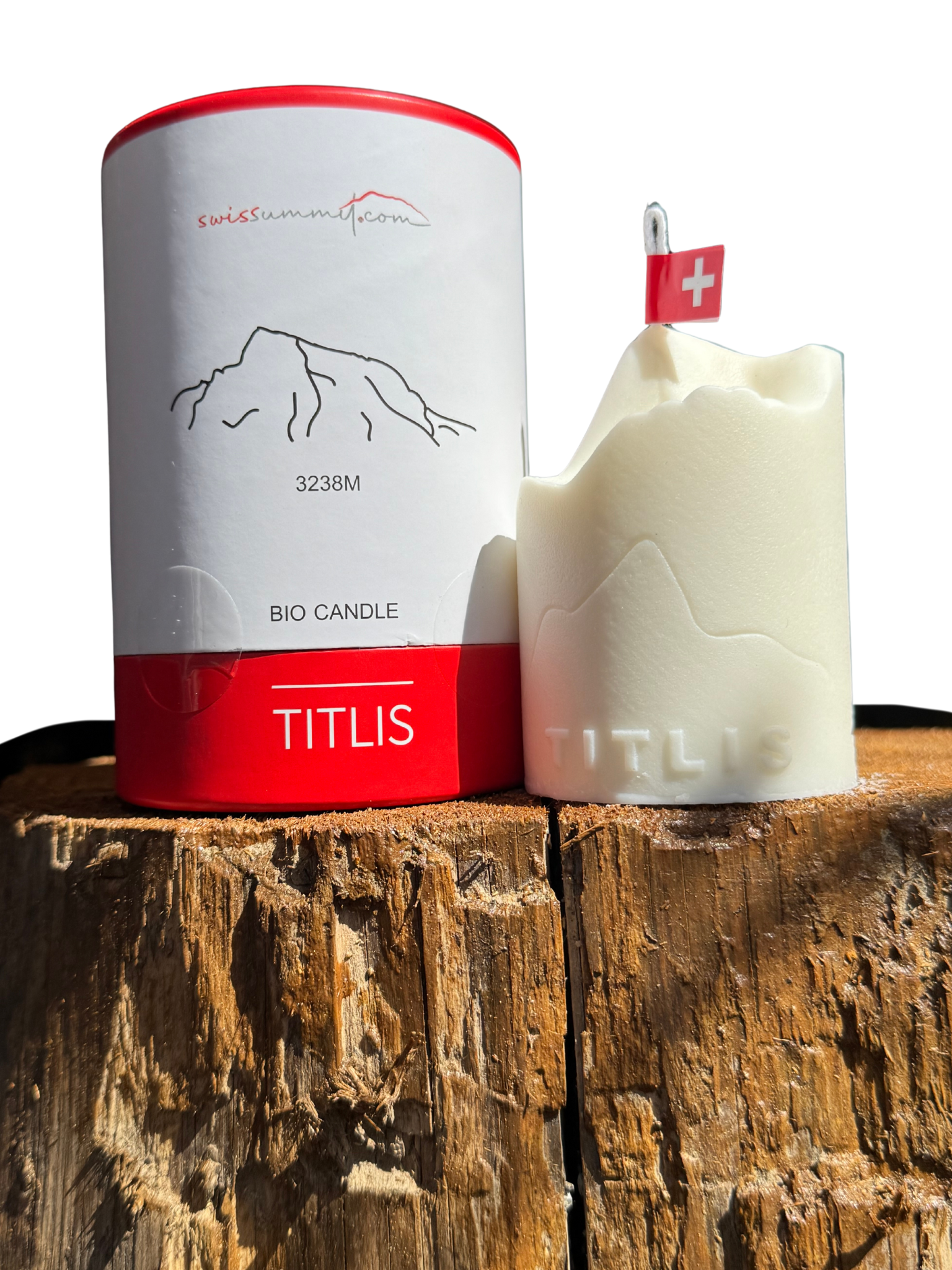 Collage Titlis Kerze mit Verpackung