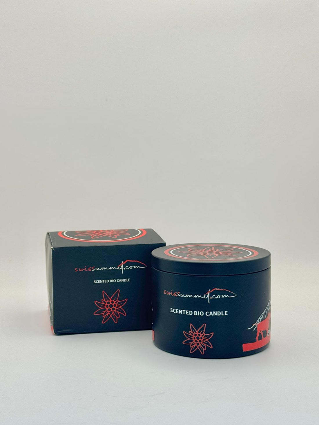 Duftkerze Schwingerkönig in schwarzer Dose geschlossen mit Verpackung